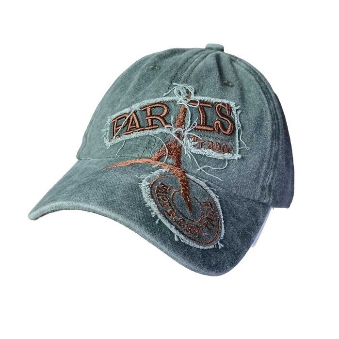 Czapka z daszkiem „PARIS” – zielona, styl vintage