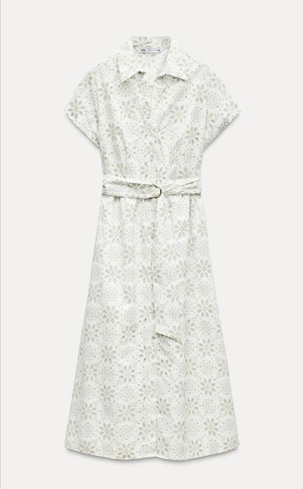 Sukienka Zara midi z paskiem szmizjerka M