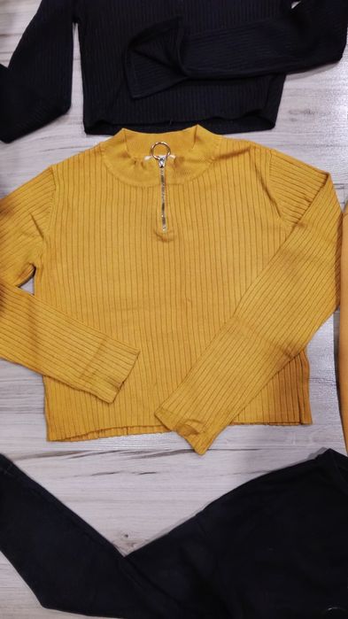 Водолазка, гольф в рубчик H&M. Кроп топ