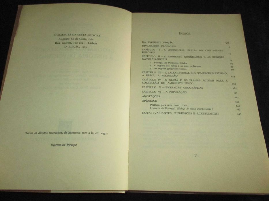 Livro Introdução Geográfico-Sociológica à História de Portugal