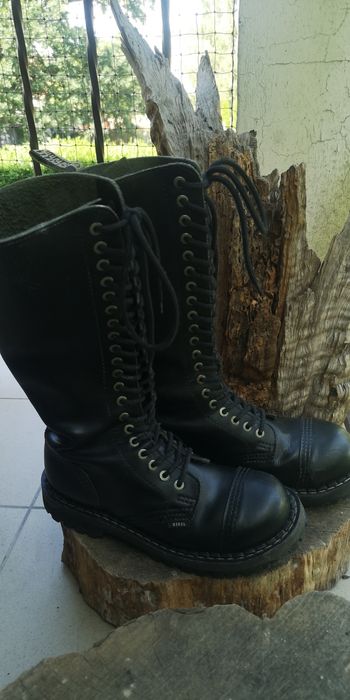glany buty STEEL czarne skórzane 40 dziurkowe - rozmiar 41