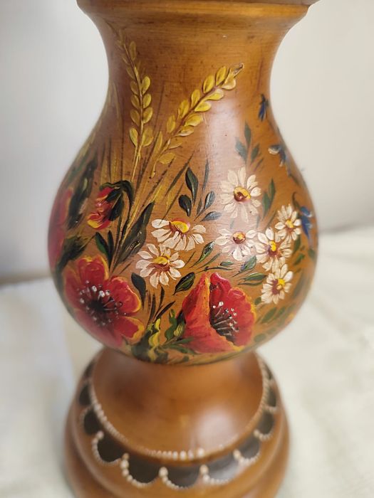 Castiçal de Madeira pintado à mão