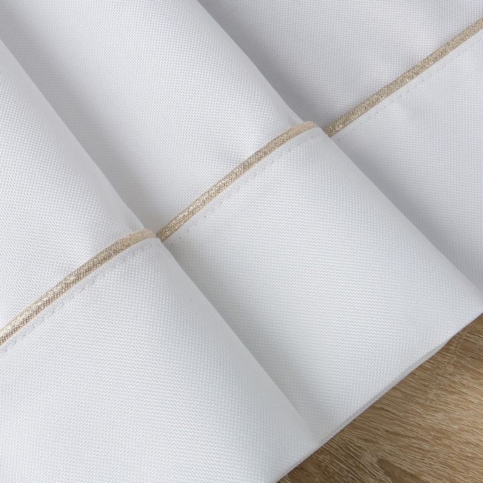 Obrus 85x85 bieżnik biały złota lamówka w pudełku