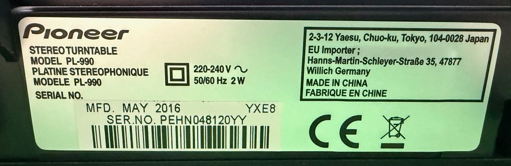 Gramofon Pioneer PL-990 czarny (używany)