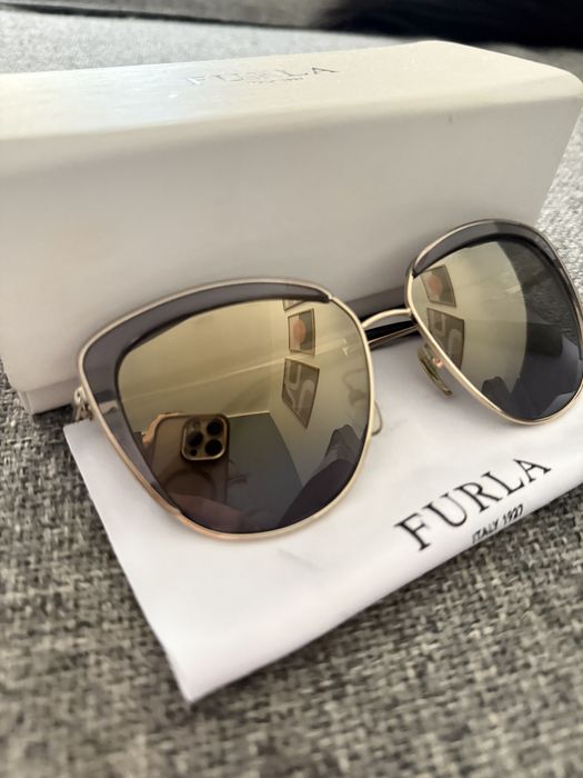 Okulary przeciwsłoneczne Furla zloto brazowe piekne idealne