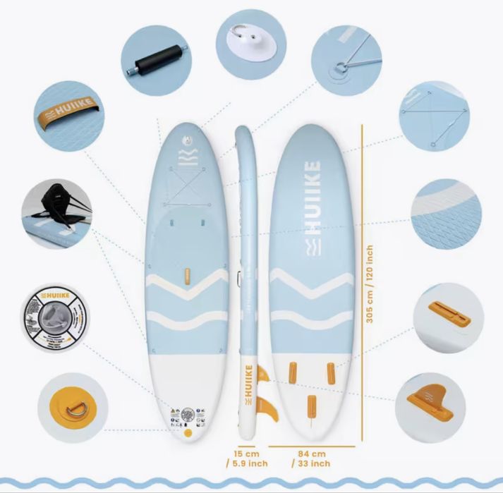 Prancha de Stand Up Paddle Insuflável - HUIIKE - 305x84x15cm