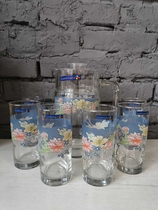 Luminarc.Сервиз "Люминарк" для лимонаду.Новий. Чашки"Матисс", салатник