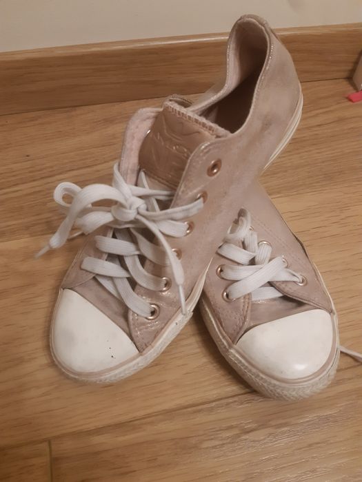 Różowe pudrowe trampki damskie sznurowane Red nylon rozmiar 37 modne