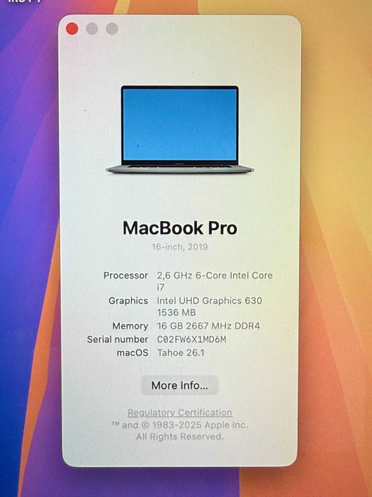 MacBook Pro 16" (2019) - Core i7 / 16GB RAM / 512GB / Teclado Francês