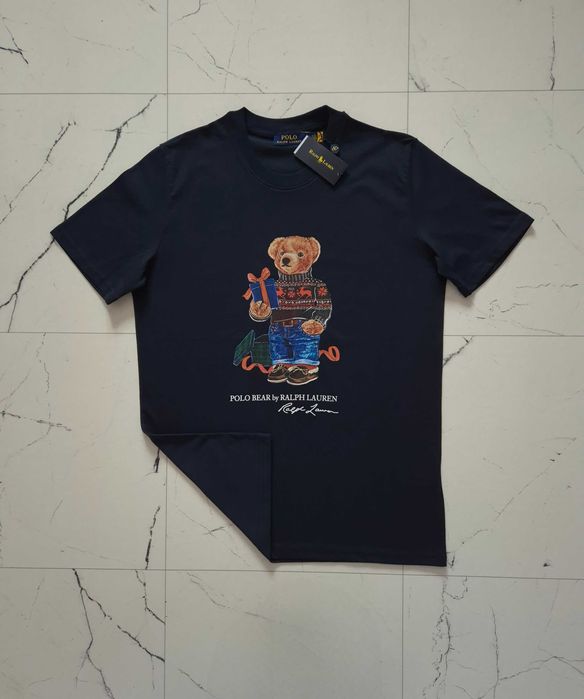 Ralph Lauren Bawełna M L XL XXL 3XL Granatowa Męski T shirt Polo Bear