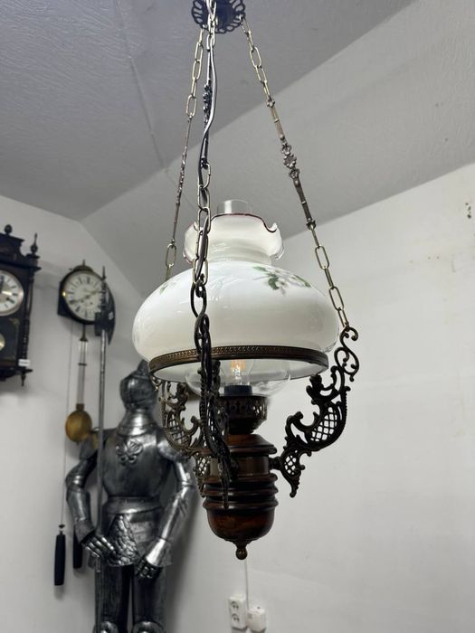 Антикварна підвісна люстра світильник бронза дерево 7608