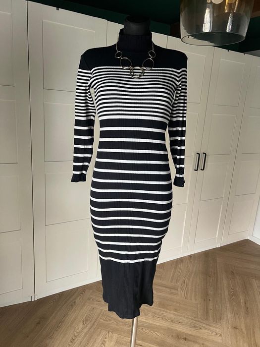 Dopasowana sukienka w paski z bawełny rozmiar 36 S marki Massimo Dutti