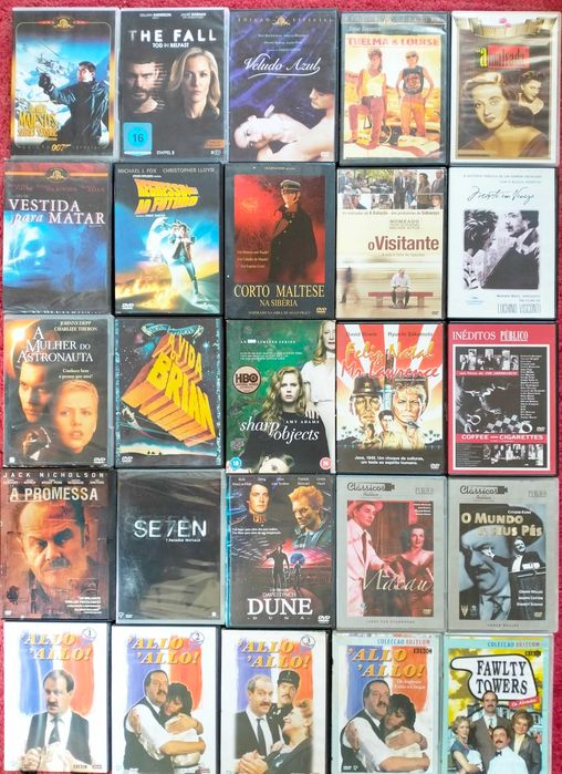 DVDs Hitchcock, Kubrick, Allo, Allo, Corto Maltese, Clássicos, Música: Doors, Cure, etc.