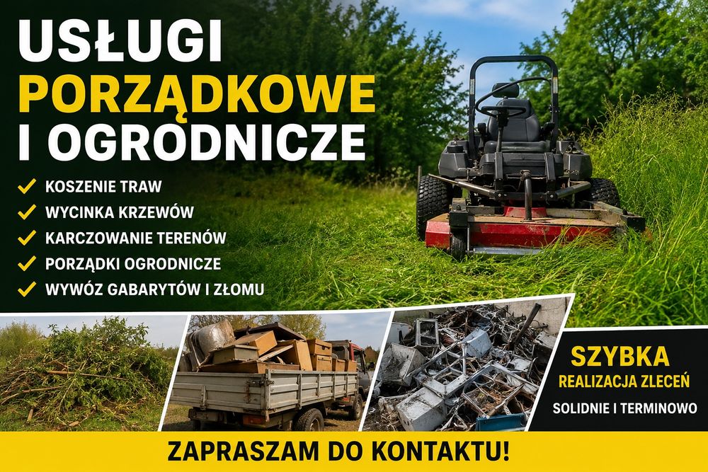 Koszenie traw wycinka krzewów usługi opróżniania czyszczenia transport usługi ogrodnicze