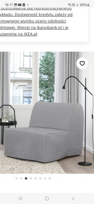 Fotele rozkładane do spania marki Ikea.