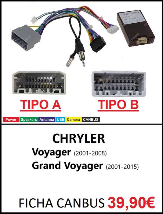 (NOVO) Rádio 2DIN • CHRYSLER Voyager / Grand Voyager • Android 4+64GB