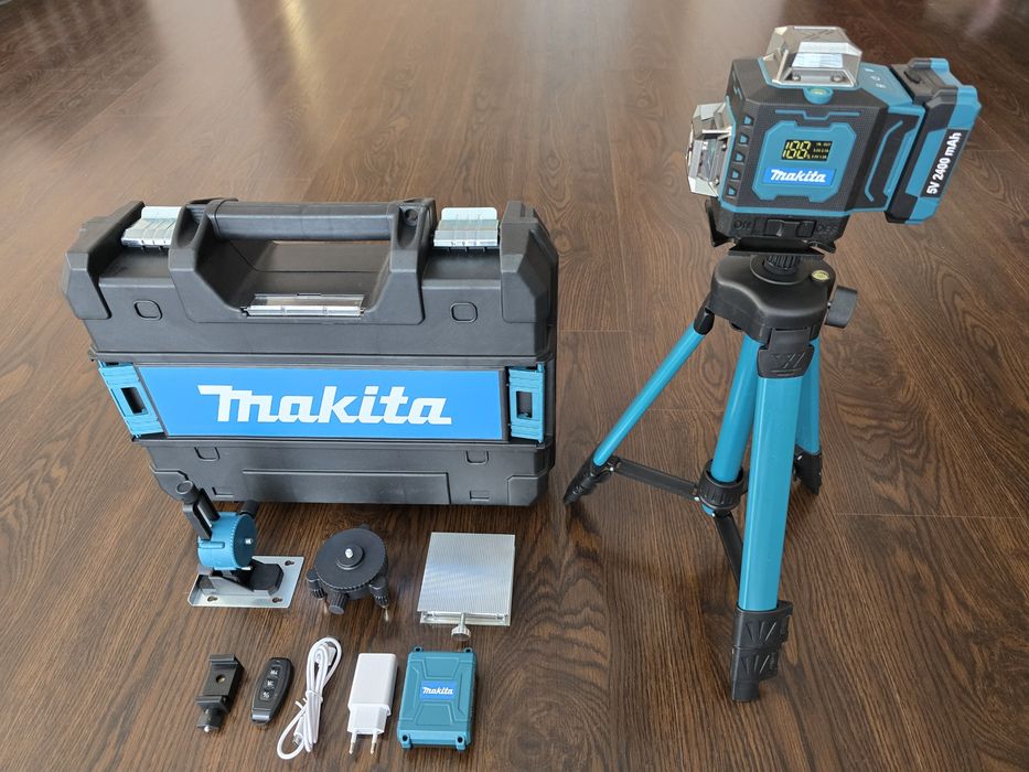 2 АКБ! КЕЙС! Лазерный уровень Makita 4D, лазерний рівень Hilda