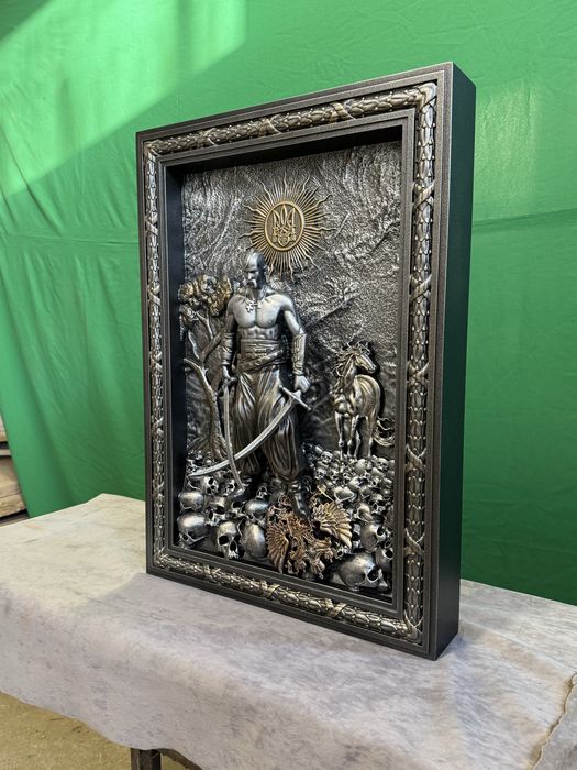 Авторська картина Козак  Мамай • дерев’яний рельєф • ручна робота