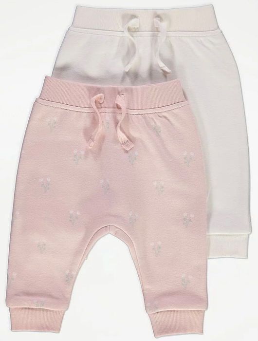 68 74 George 2pak spodnie dresowe joggersy ciepłe ocieplane w kwiaty