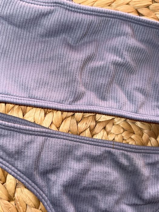 Купальник Oysho рубчик бандо сіро блакитний