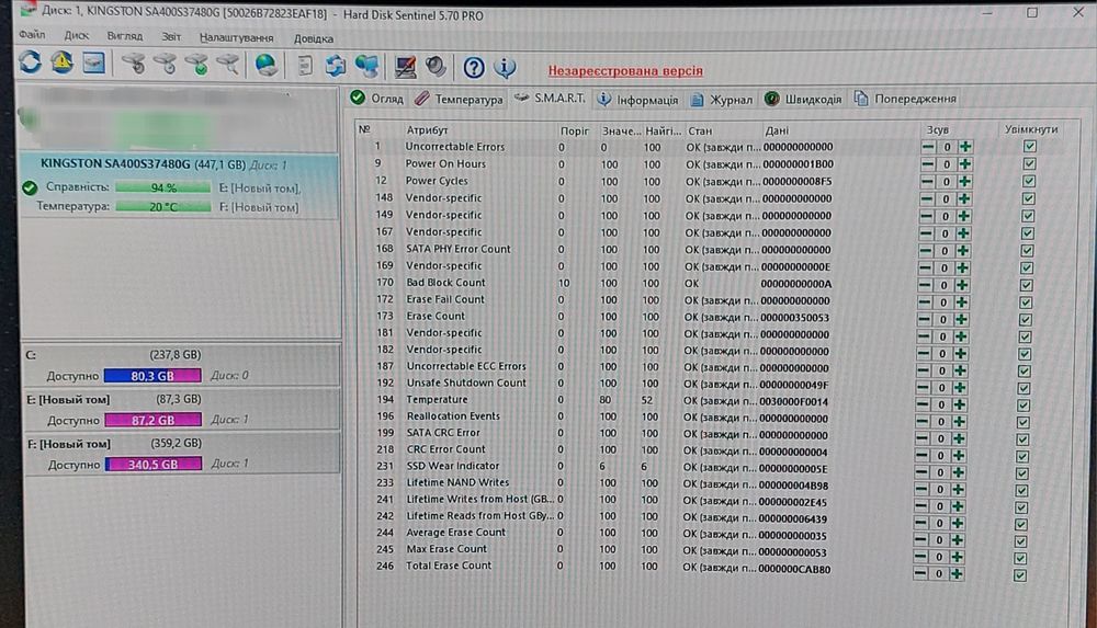 Ssd Kingston 480gb 93-94%