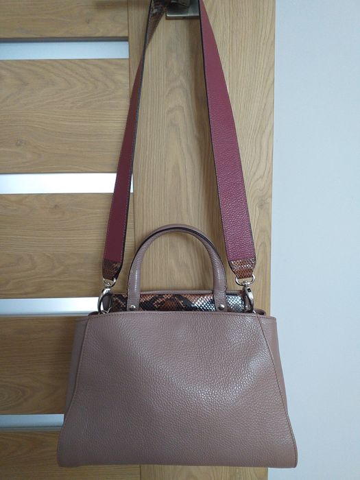 DAVIDE ALBERTARIO oryginalna skóra naturalna skórzana torebka kuferek crossbody + do ręki