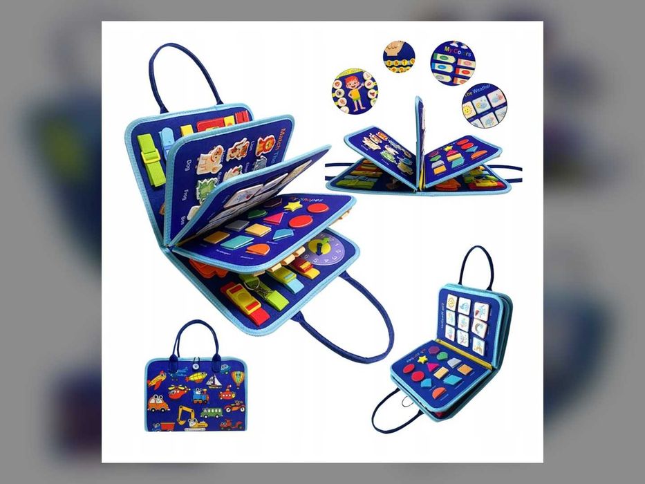 Tablica sensoryczna Montessori XXL 14w1 manipulacyjna książeczka