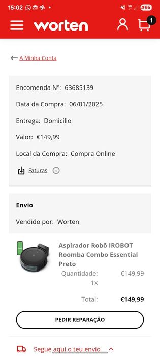Aspirador robô Irobot Roomba