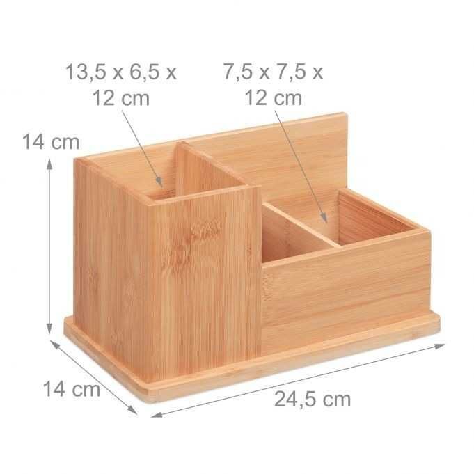 Organizer pudełko na przybory biurowe bambusowe 24,5x14x14cm