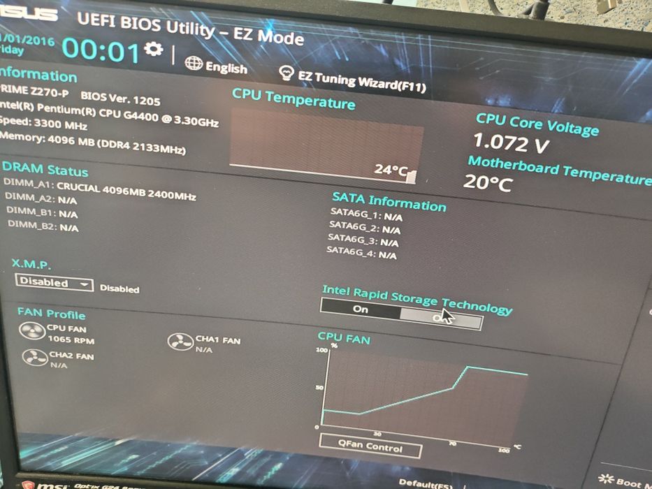 Комплект Материнская плата z270-p ,ОЗУ 4гб , G4400