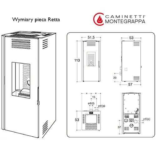 Piecyk na pellet Caminetti Montegrappa Retta 11,5 kW z DGP