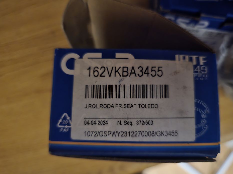 Kits de rolamentos frental VW Golf 4 / Audi A3 / Seat Toledo 2 / Seat Leon 1M / – GSP GK3455 – Novos