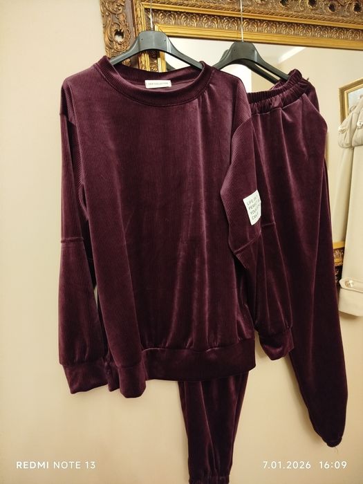 Dres welurowy burgund/śliwka