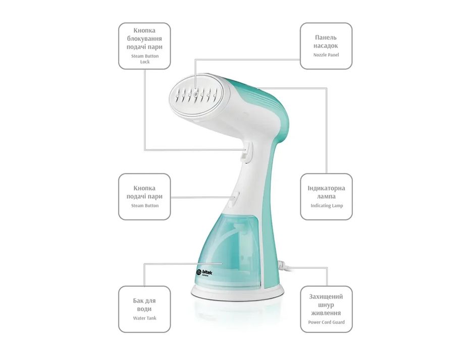 Відпарювач отпариватель пароочисник ручний Вітек 2400Вт 300 мл