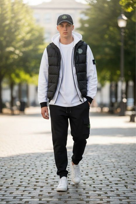 STONE ISLAND мужской спортивный костюм весна жилетка теплая мужская