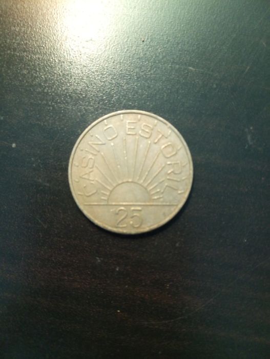 Ficha de jogo - 25 escudos do Casino do Estoril - Portugal -1988