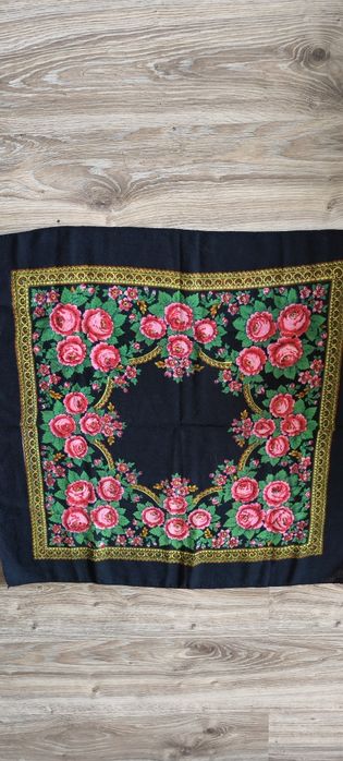 Stara wełniana chusta ludowa , vintage