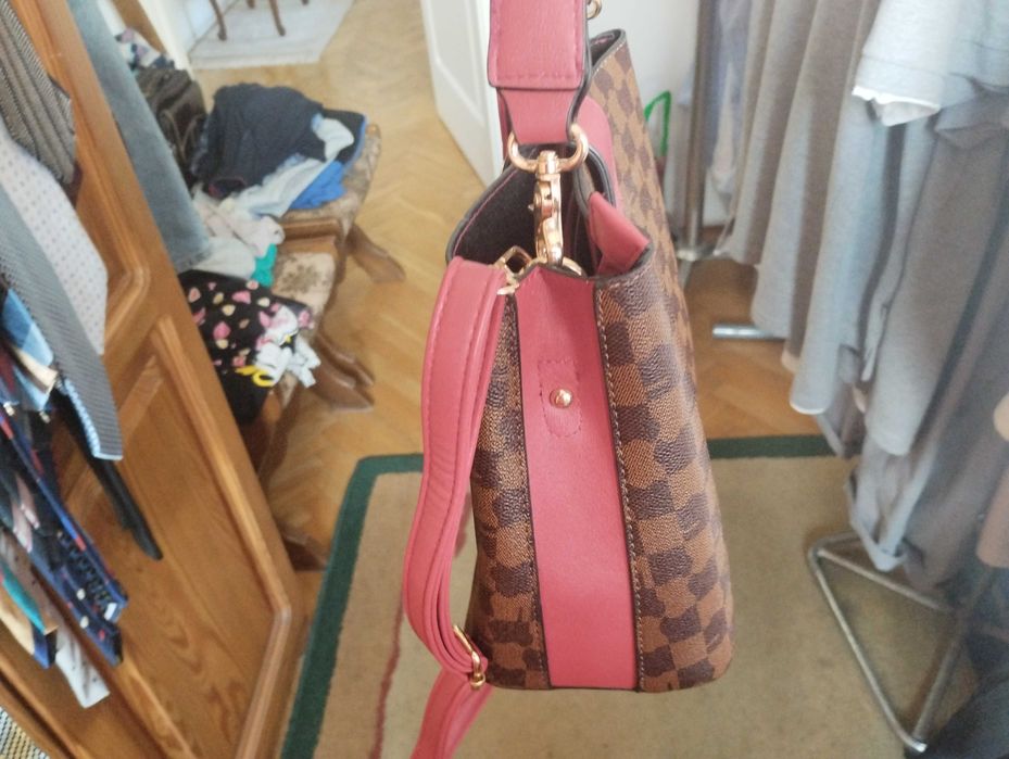 Torebka damska kolor czerwony w kratkę