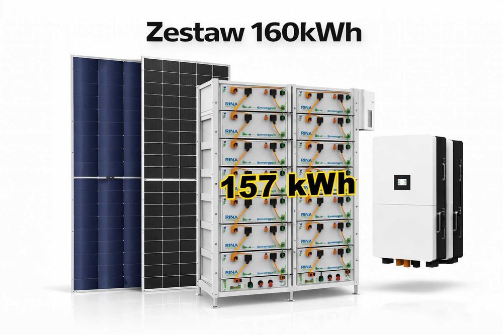 Zestaw budżetowy 160 kWh HV(panele,2x inwerter,3 fazy,magazyn 157 kWh)