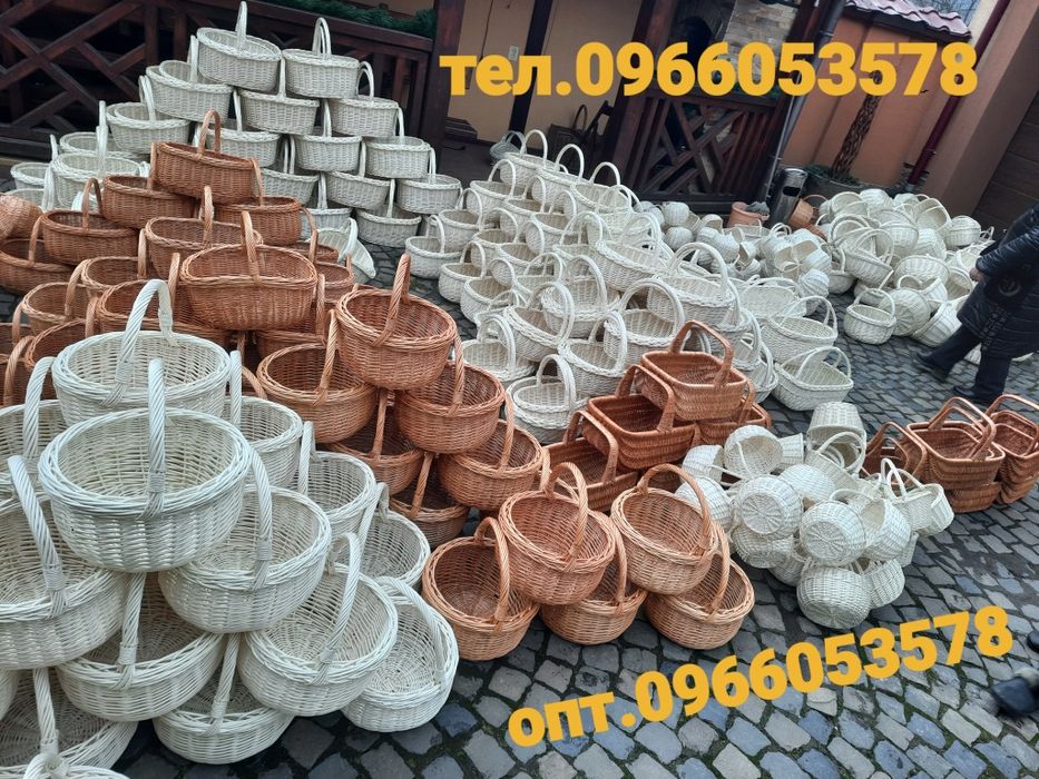 Пасхальні кошики з відбіленої лози тільки опт.