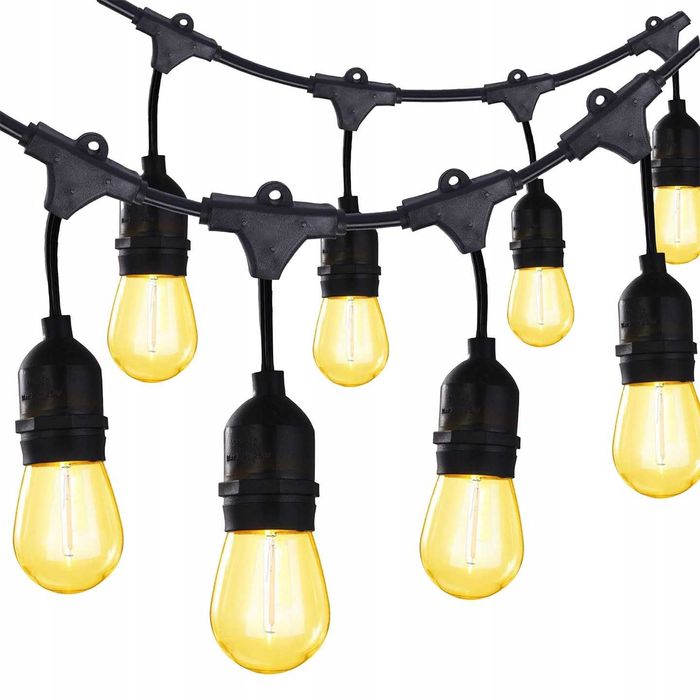 girlanda ogrodowa led świetlna lampki ogrodowe 10m x e27 żarówka 1w