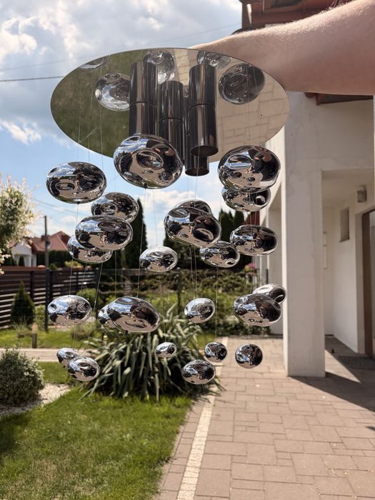 Lampa sufitowa salva e kule srebrne żyrandol