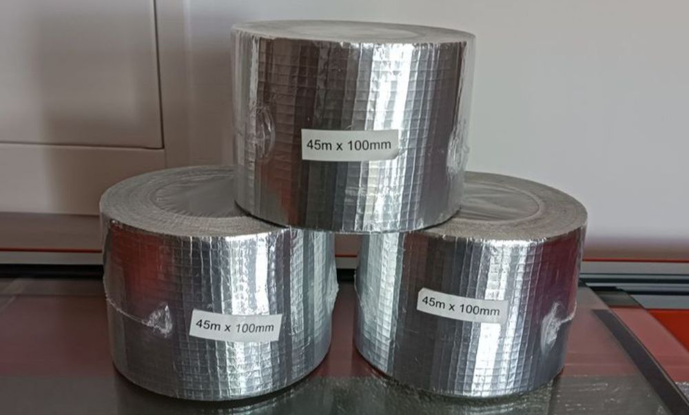 Taśma aluminiowa izolacyjna wzmacniana 10cmx45. Nowa, tkaninowa, srebr