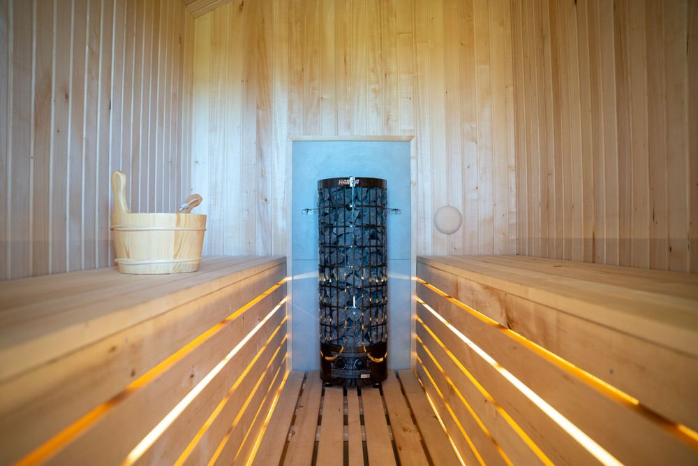 SAUNA ogrodowa z natryskiem- Nowoczesny DESIGN | CAŁOROCZNA