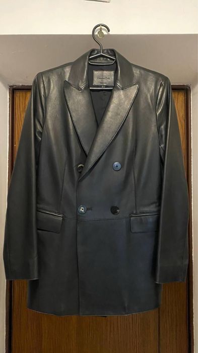 Massimo Dutti чорний шкіряний піджак