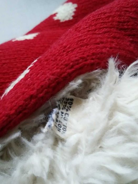 Abercrombie ciepły komin szal na misiu czerwony białe serca tunel tuba