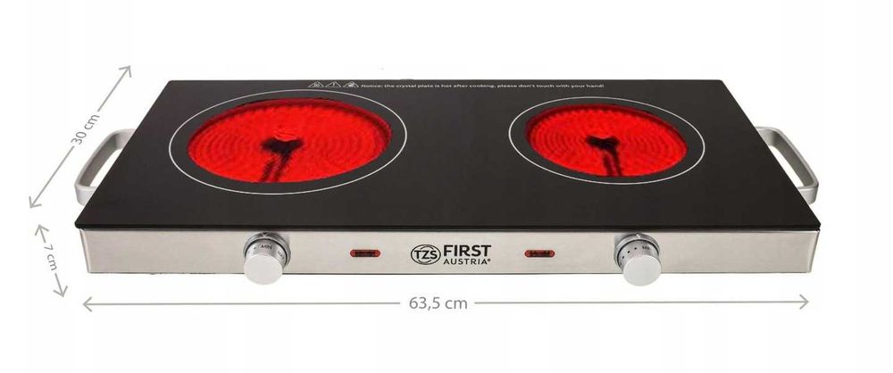 Kuchenka Przenośna First Austria 2800 W 2-Palnikowa Szkło Ceramiczne
