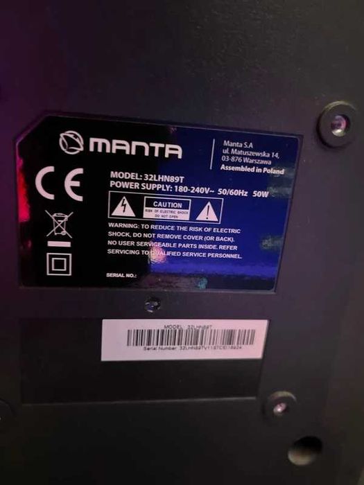 Telewizor MANTA 32 CALE model 32LHN89T + pilot