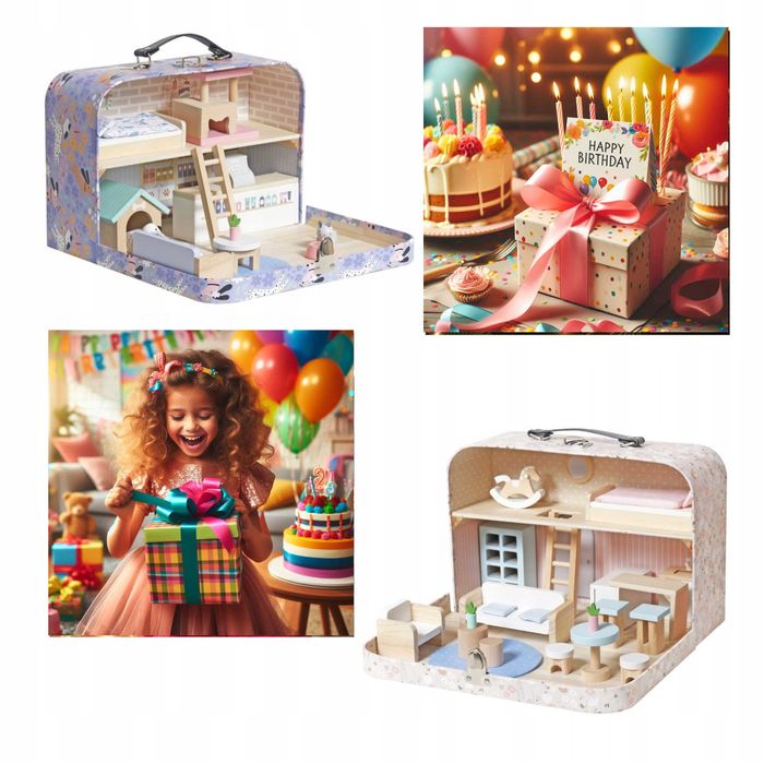 DOMEK Dla LALEK W Walizce HOTEL Dla ZWIERZąt Mebelki Figurki PREZENT