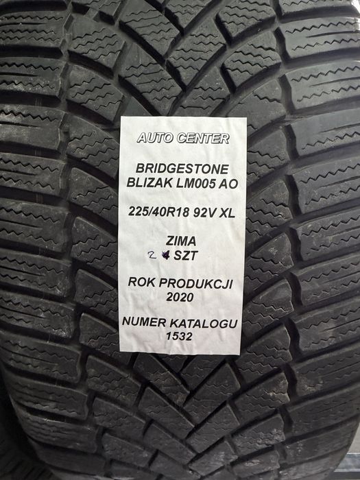 Opony zimowe 225/40R18 92V XL Bridgestone Blizzak LM005 AO | 2020 | 2 sztuki